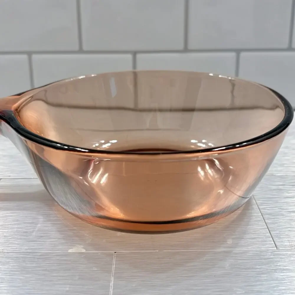 Vintage Corning Visions Amber Glass 1.5L Skillet Fry Pan France Pyroceram